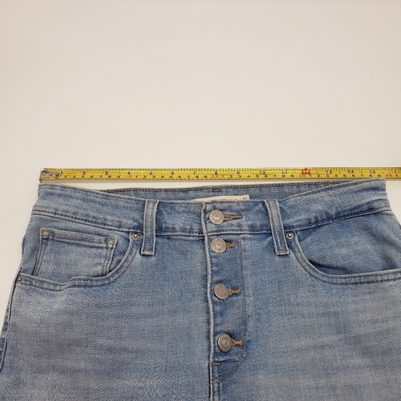 Levi's 721 high rise skinny ankle jeans 31 split hem light blue denim button fly - Picture 10 of 15